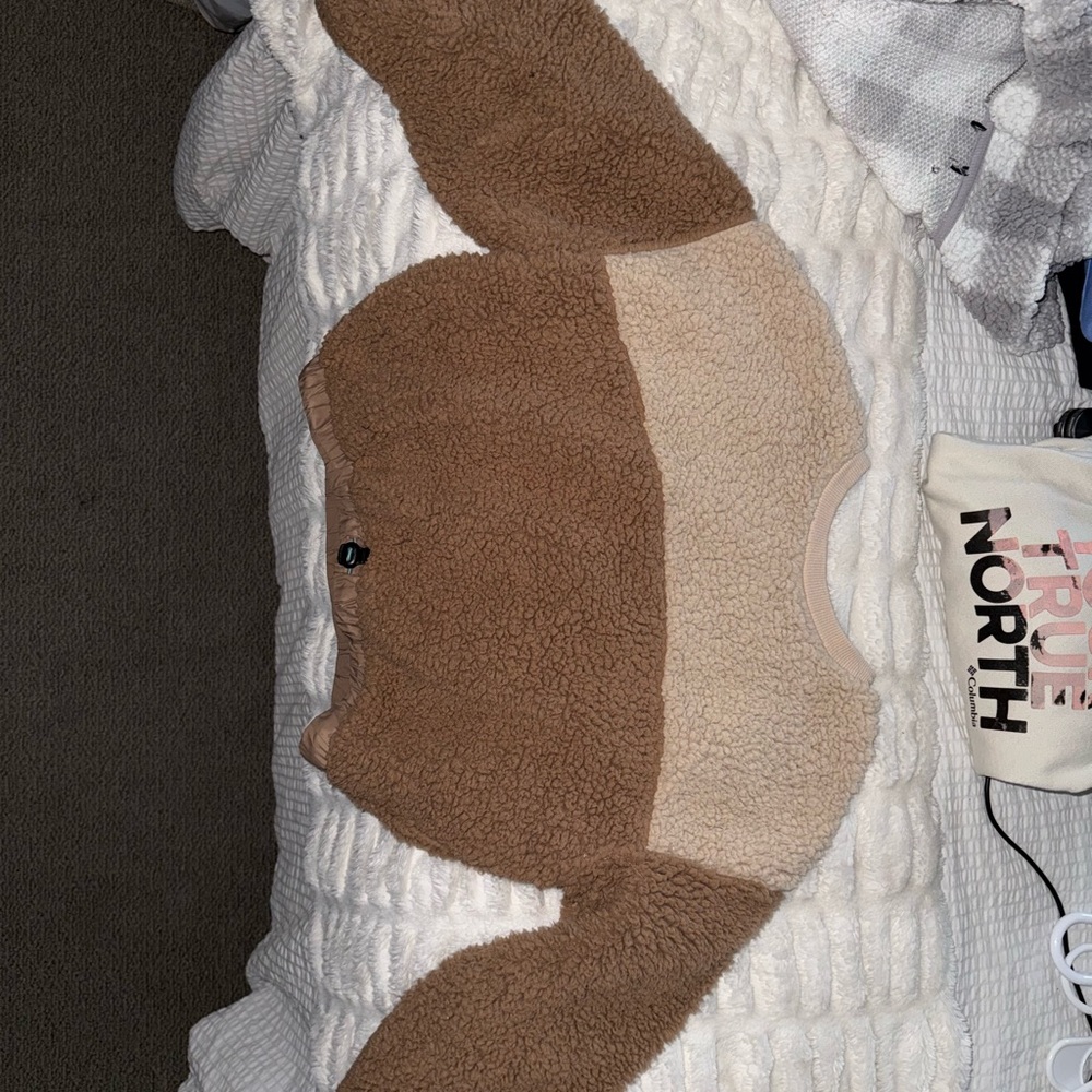 Brown and Tan Sherpa Pullover